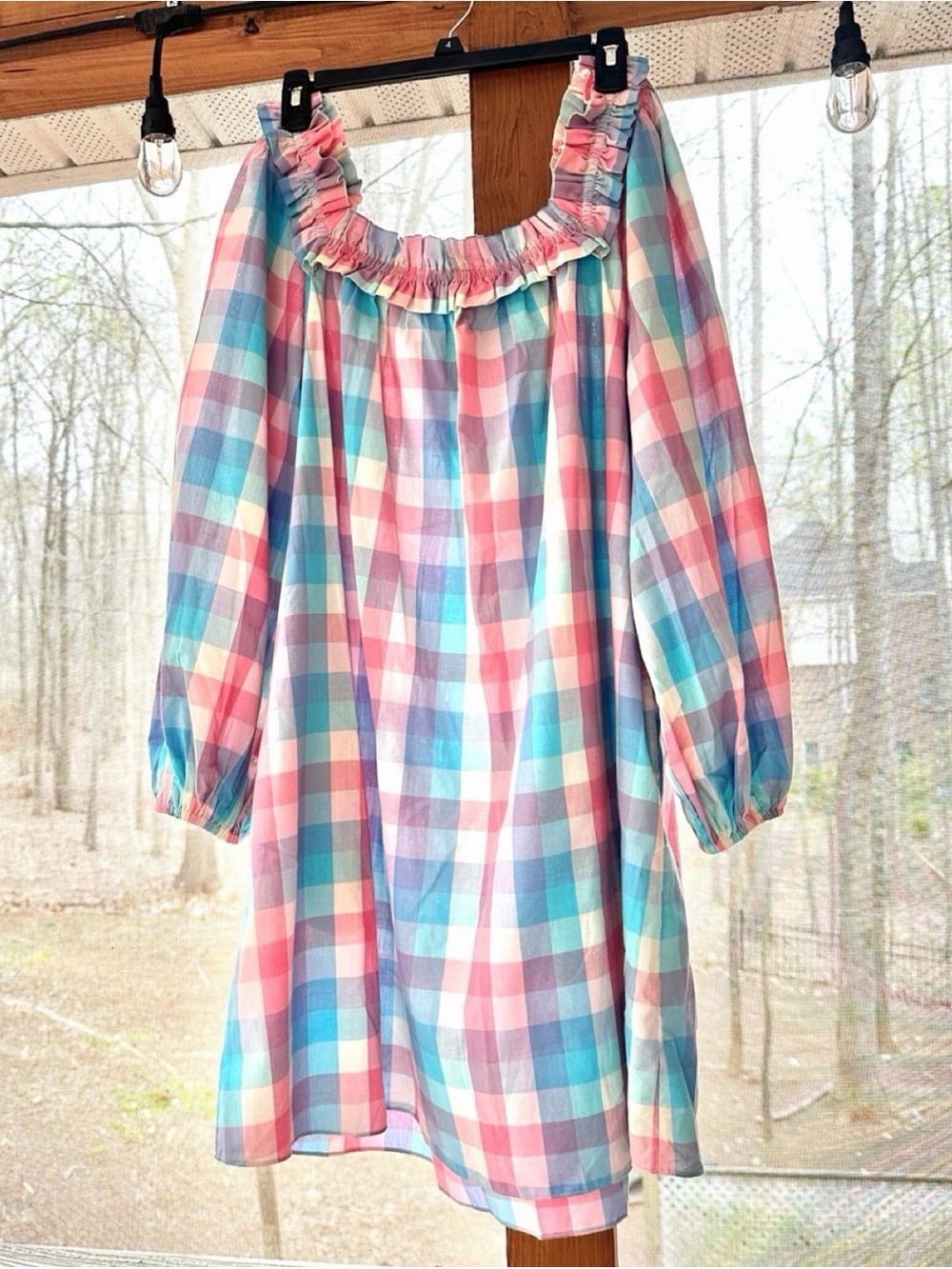 Ophelia & Indigo April dress in pastel plaid, size M